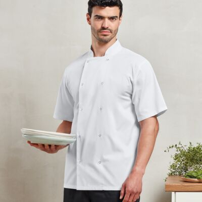 Premier Unisex Short Sleeve Stud Front Chef's Jacket Thumbnail