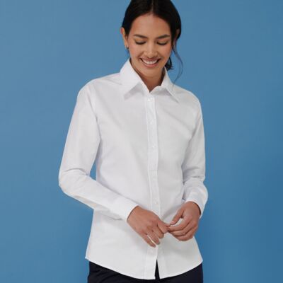Henbury Ladies Long Sleeve Classic Oxford Shirt Thumbnail