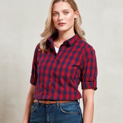 Premier Ladies Mulligan Check Long Sleeve Shirt Thumbnail